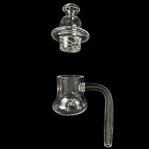 26mm Peaked Bottom 4mm Quartz Banger & Cyclone Carb Cap Terp Pearl Set