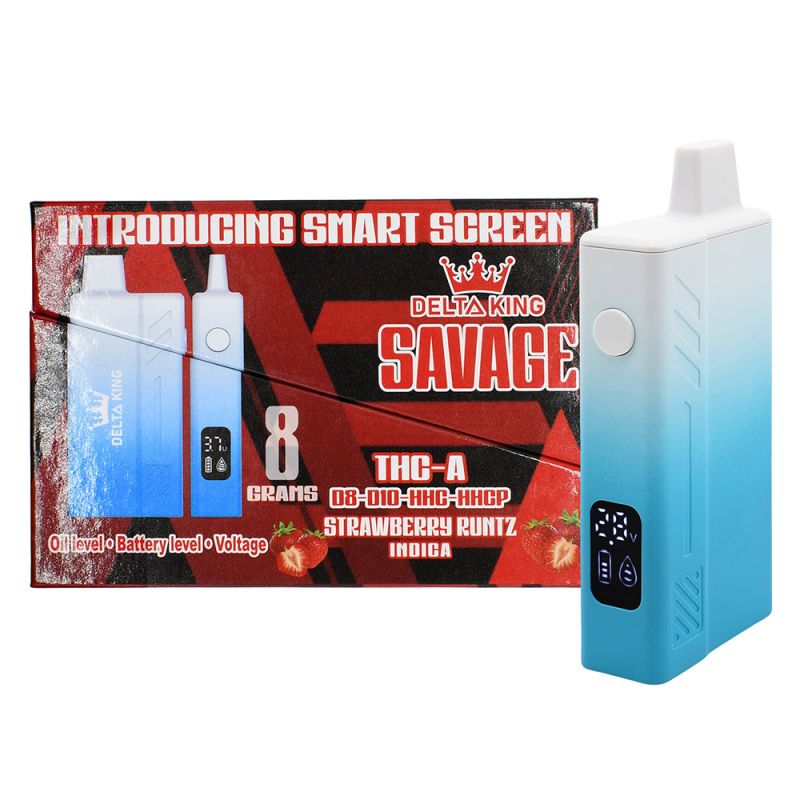 Delta King Savage 8g THC-A D8-D10-HHC-HHCP Disposable: Strawberry Runtz (Indica)